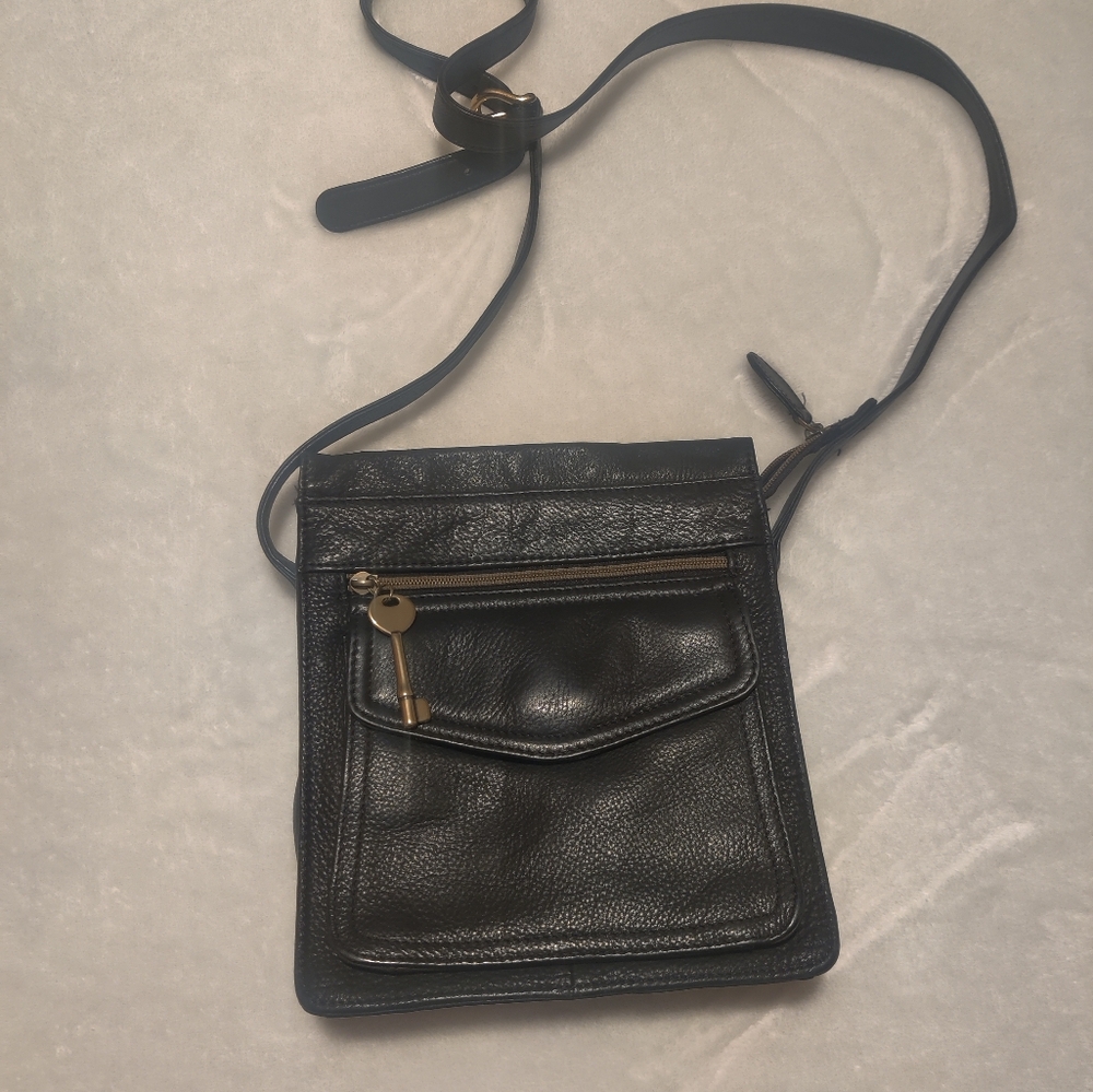 Fossil Black Bag with Gold Accents